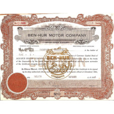 Aandeel Ben-Hur Motor Company - 1916
