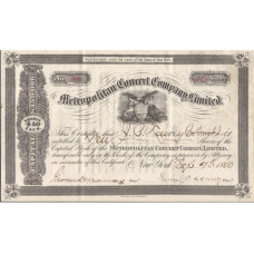 Metropolitan Concert Company bewijs van aandeel - 1880