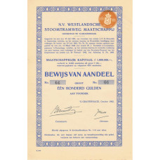 Aandeel Westlandsche Stoomtram Maatschappij - 1942