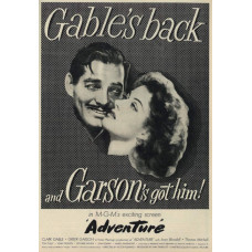 Adventure - film advertentie met Clark Gable - 1946 - overdruk