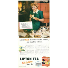 Claudette Colbert advertentie Lipton thee, 1946