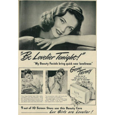 Gene Tierney advertentie Lux Zeep, 1946