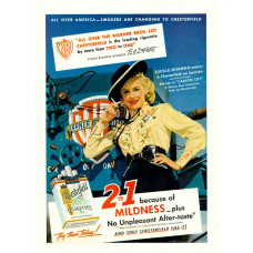Lucille Norman advertentie Chesterfield sigaretten,  1952