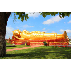 Liggende Boeddha bij de Pha That Luang stoepa, Vientiane