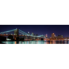 Brooklyn Brug en Manhattan bij nacht - panorama