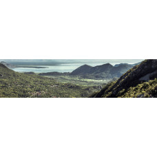 Berglandschap BN - panoramische fotoprint