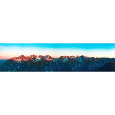 Bergtoppen in de zon - panoramische fotoprint