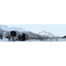 Kasteel in de sneeuw - panoramische fotoprint