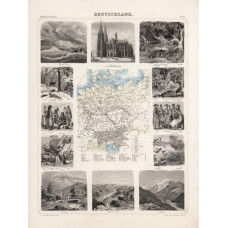 Kaart Duitsland - 1863 - geïllustreerd