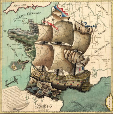 Kaart Frankrijk als schip - 1796