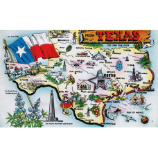 Kaart Texas - toeristische ansichtkaart