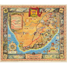 Zuid-Afrika - geïllustreerde kaart - 1950