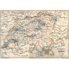 Kaart Zwitserse spoorwegen - 1908