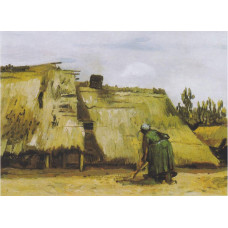 Boerderij met spittende boerin - Van Gogh - 1885
