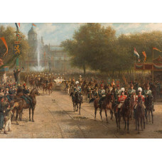 Frederiksplein Amsterdam tijdens intocht van koningin Wilhelmina,  1898 - Otto Eerelman