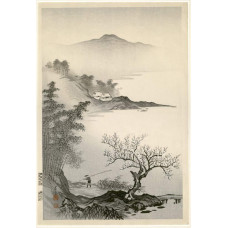 Bamboe, abrikoos en een visser - Tekiho Imoto - 1930