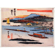 Boot op de Sumida - Utagawa Hiroshige