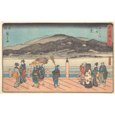 De grote Sanjo brug over de Kamo in Kyoto - Hiroshige 