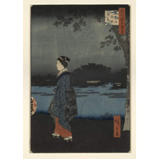 Nachtelijk gezicht op Matsuchiyama en het San'ya Kanaal - Ando Hiroshige, 1857