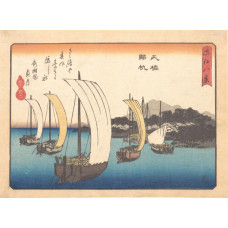 Vissersboten keren terug naar Yabase - Utagawa Hiroshige