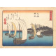 Vissersboten keren terug naar Yabase - Utagawa Hiroshige