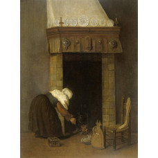 Vrouwtje bij de schouw - Jacob Vrel - 1654-'62