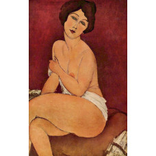 Naakt, zittend op een divan - Amadeo Modigliani - ca. 1918