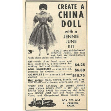 Jennie June porseleinen pop advertentie - 50er jaren