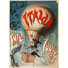 Ascensione del cavaliere Emile Julhes, ballonvaart poster, ca. 1890