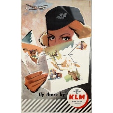 Fly there by KLM poster - 50er jaren