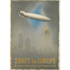 Hamburg - Amerika Linie poster 2 Days to Europe - 1936  