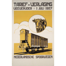 NS poster tariefverlaging veevervoer - 1927