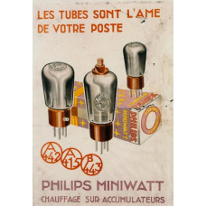 Philips Miniwatt radiobuizen poster - Frans, ca. 1930