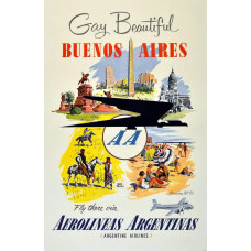 Aerolineas Argentinas poster Buenos Aires - ca. 1950