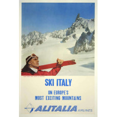 Alitalia poster "Ski Italy" - vijftiger jaren