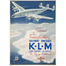 KLM poster service transatlantique - 1946