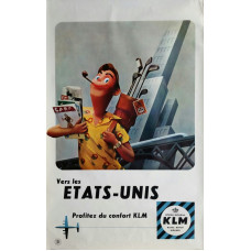 KLM poster USA - Franstalig - ca. 1960