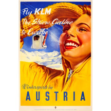 KLM poster wintersport Oostenrijk - 1951