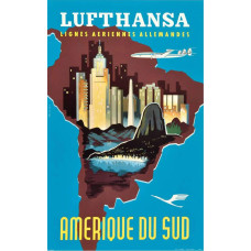 Lufthansa poster Zuid-Amerika - 1956