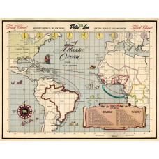 Kaart Delta Line scheepvaart routes - ca. 1950