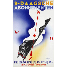 NS poster "8-daags abonnement" - 1936