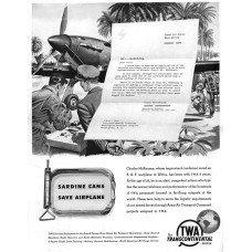 Sardine cans save airplane - TWA advertentie