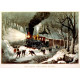 Winters Amerikaans spoorweg tafereel - Courier & Yves prent