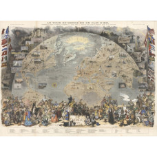 De Wereld rond in een oogopslag - prent - 1876