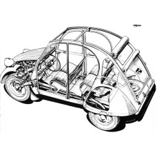 Citroën 2CV - opengewerkte tekening