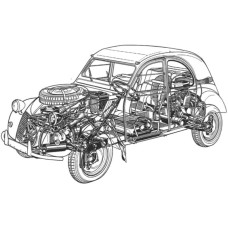 Citroën 2CV Saharienne - opengewerkte tekening