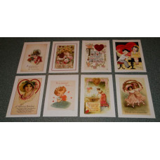 8 Vintage Valentijns kaarten - set A